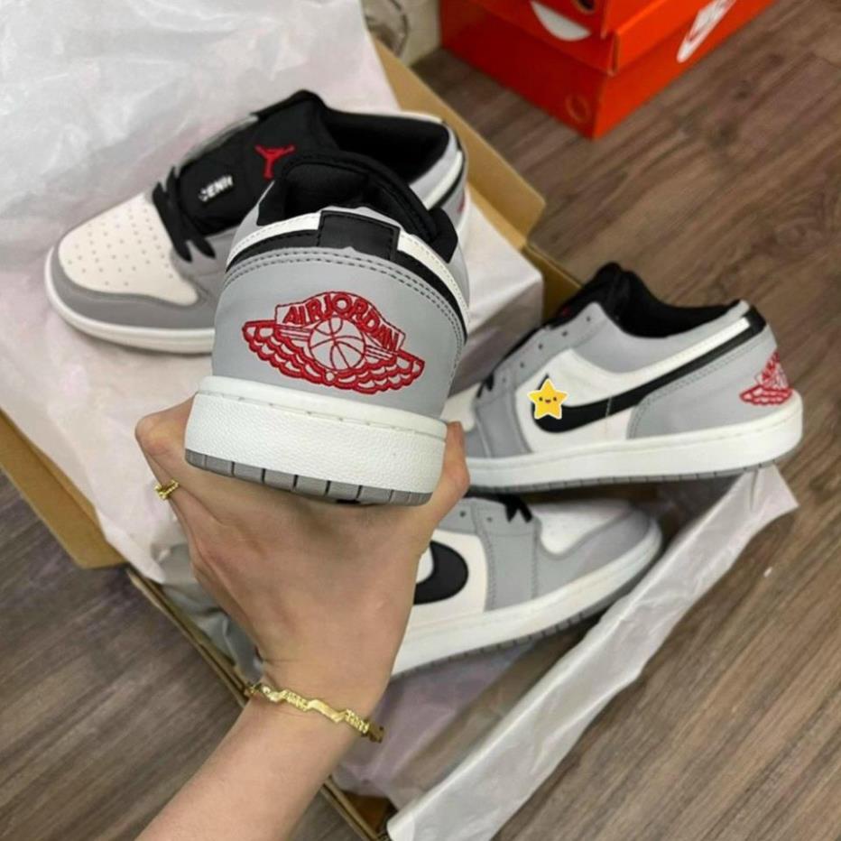 Giày Sneaker Nam Nữ Trắng Viền Đen, Giày Nike Air Jordan 1 JD1 Xám Cổ Thấp Cao Cấp .em1 [