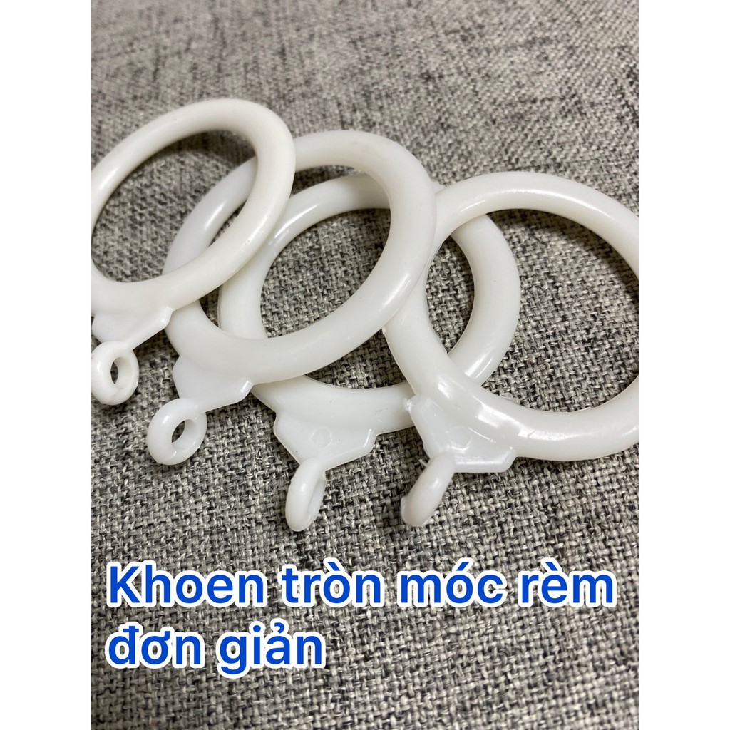 Khoen tròn nhựa màu trắng treo rèm đường kính 4cm kèm móc S 15.000 5 cái