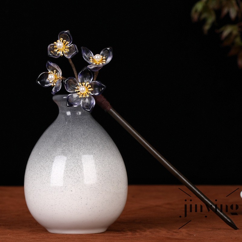 GETNOIVAS ❤S Wind Chinese Classical Handmade Hairpin Pearl Flower Headdress Women Wooden Hair Sticks Ancient Costume Accessories