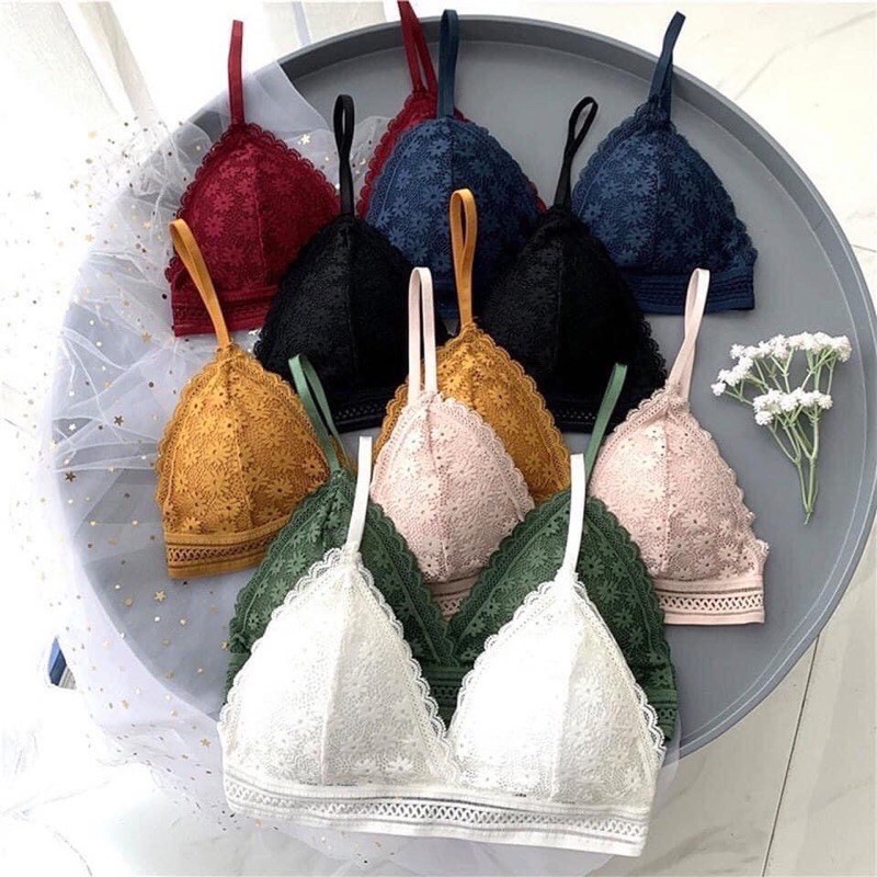 Áo Bralette kiểu Pháp áo bra không gọng mút mỏng tháo được nhiều màu