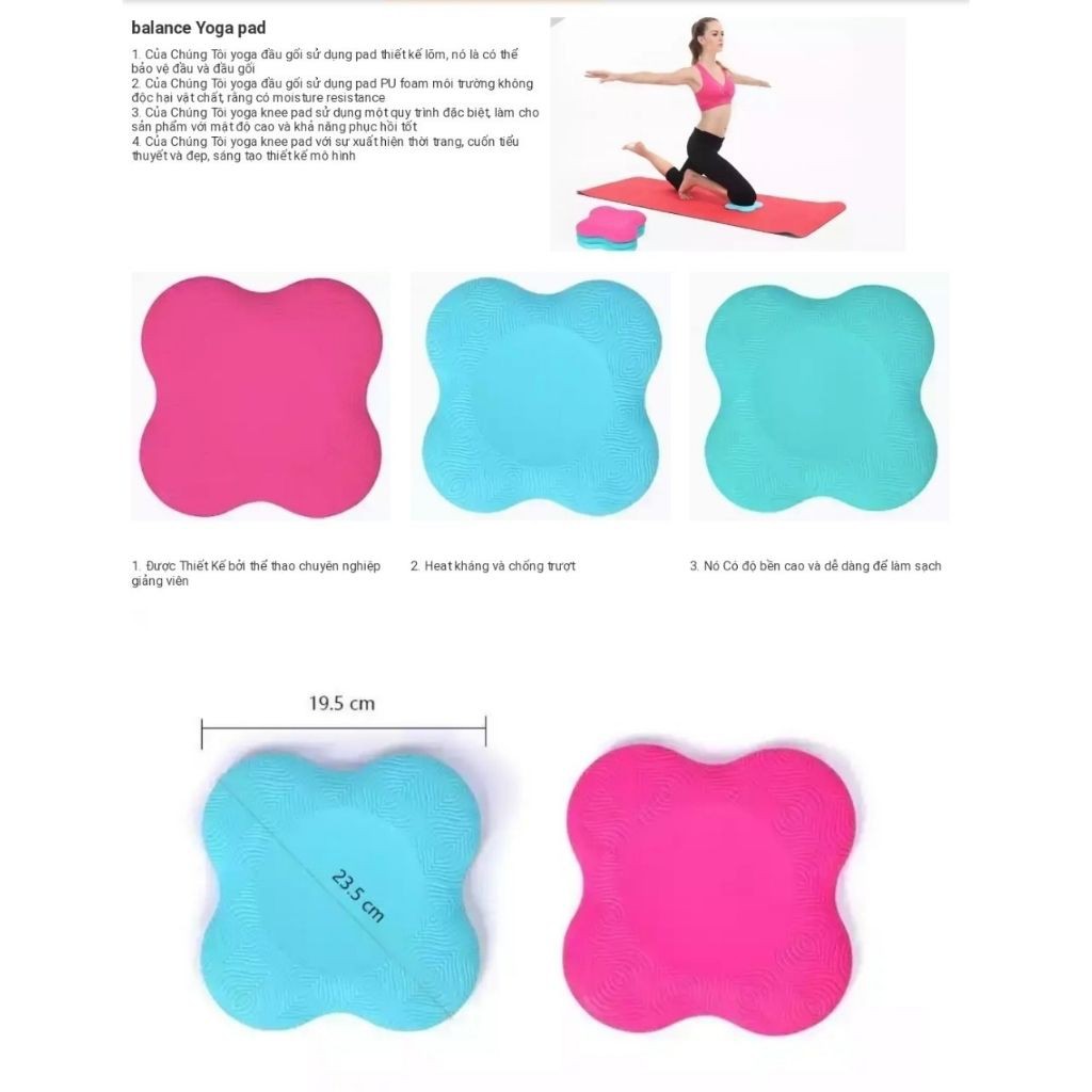 Đệm Lót Gối Yoga Cao Cấp Loại 1 (Pad Đệm), Không Đau Gối Khi Luyện Tập, 1 Cặp (2 Cái) S1DEMLOT