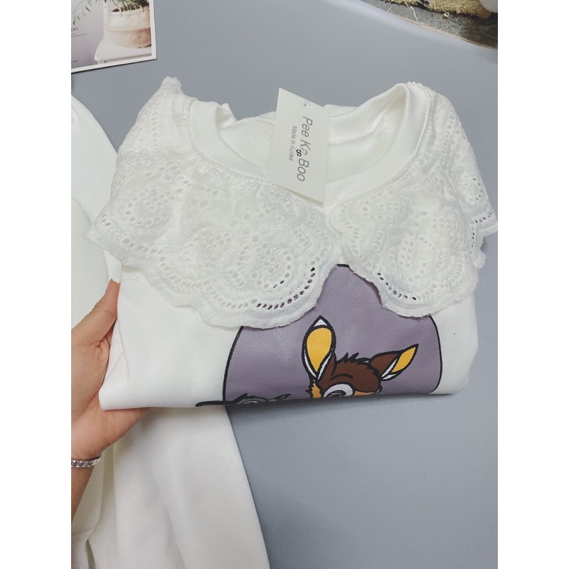 Áo Nỉ Bông Nữ Cổ Ren - Áo Nỉ Bông Bambi- Áo nữ hoạt hình | BigBuy360 - bigbuy360.vn