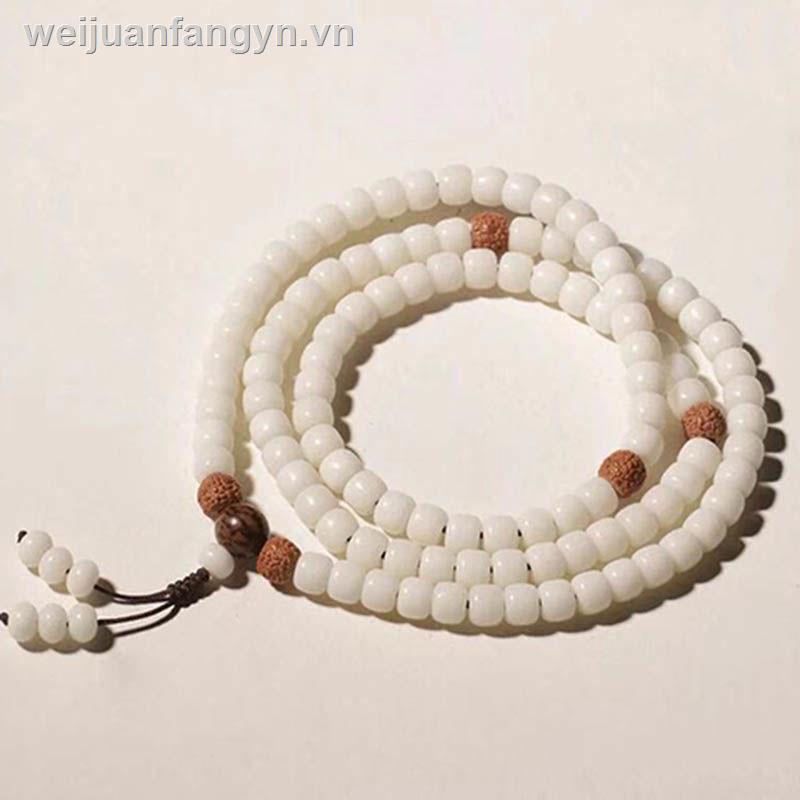 Chuỗi 108 Hạt Bồ Đề Màu Trắng Tự Nhiên Làm Vòng Tay Cho Nam Và Nữ