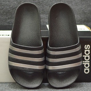 Dép Adidas Adilette Aqua Kid đen sọc bạc