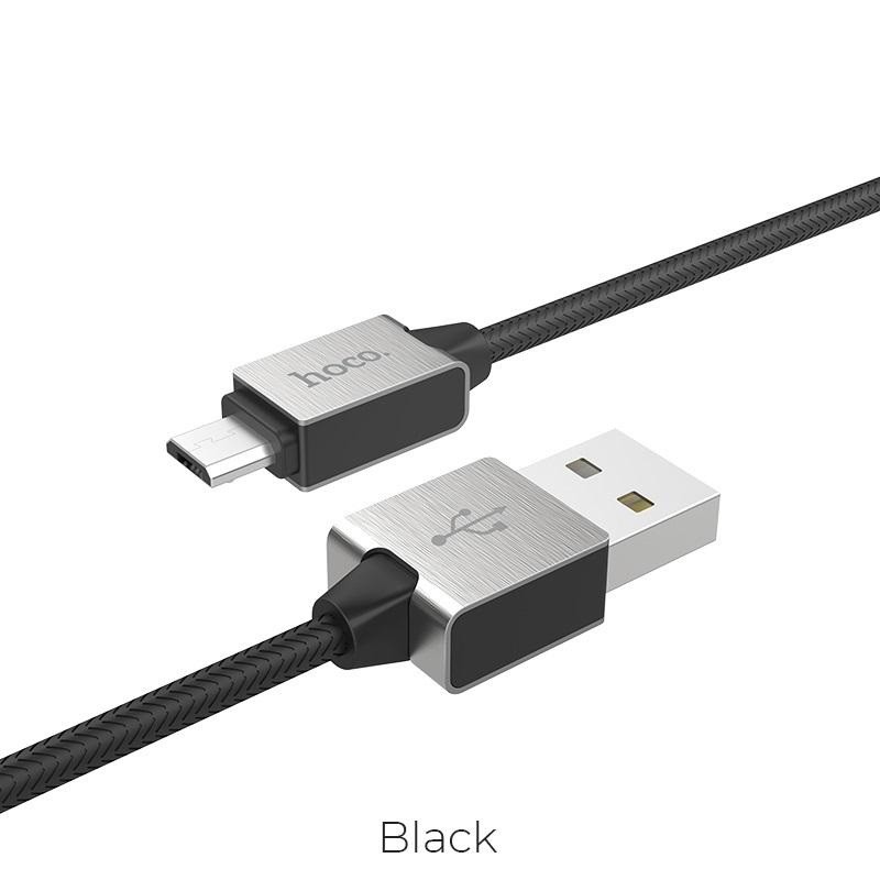 Cáp sạc nhanh và truyền dữ liệu cổng microUSB Hoco U49 Refined steel QC3.0 dài 1.2M Max 2.4A