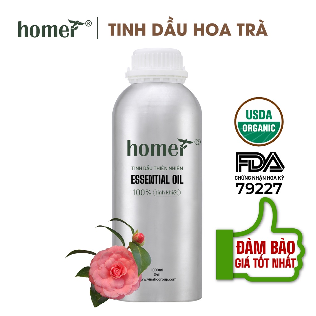 Tinh dầu Hoa Trà Nhật Bản Homer 500ML/ 1L - Camellia Essential Oil  - đạt chuẩn chất lượng kiểm định