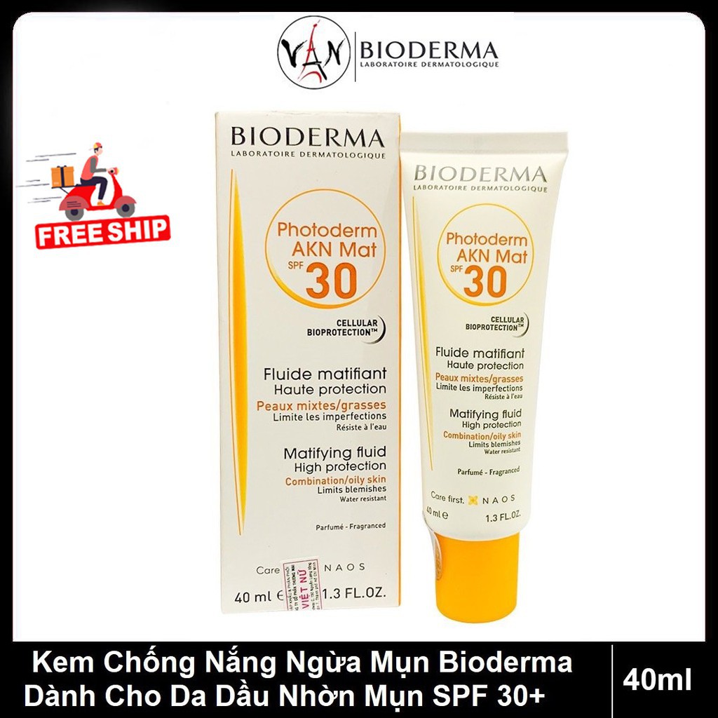 Kem chống nắng Bioderma dành cho da dầu, mụn 40ml photoderm AKN mat spf30+