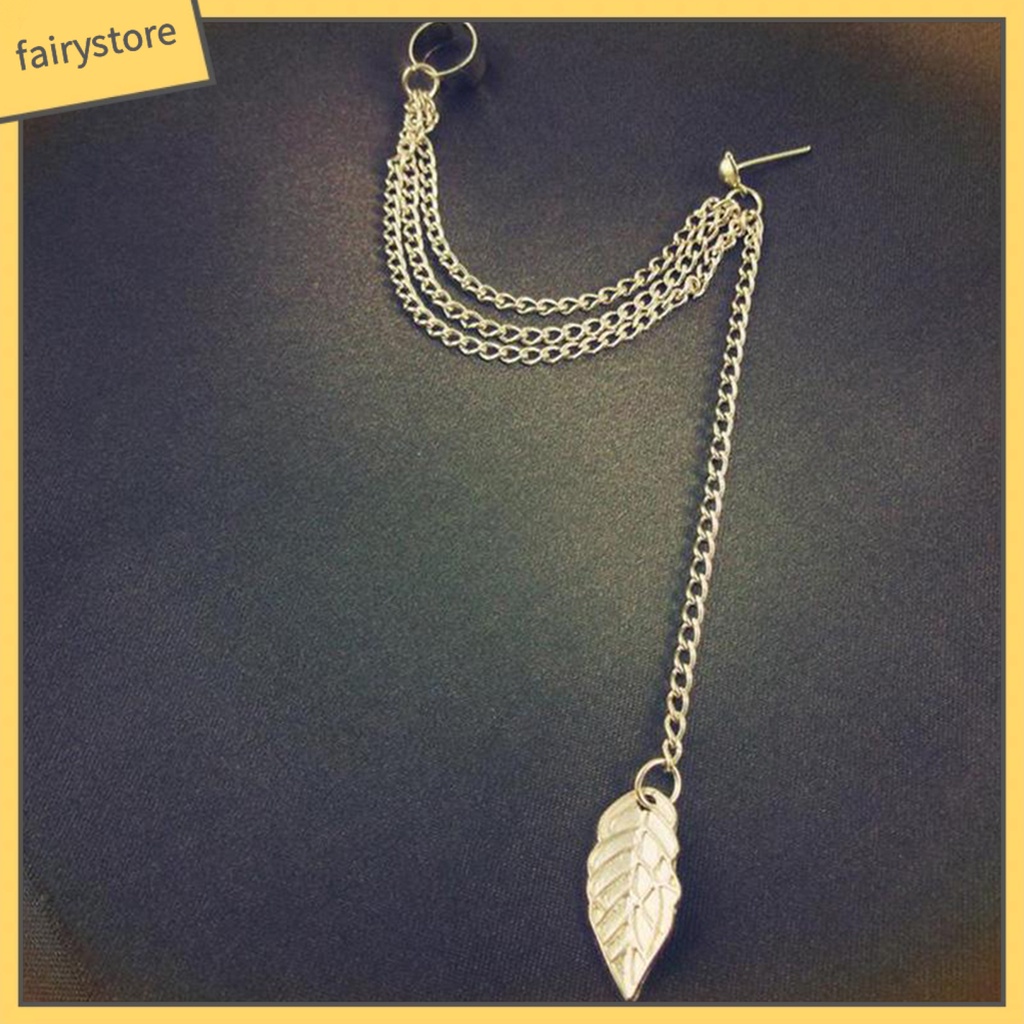 Khuyên Tai Dáng Dài Phối Mặt Hình Lá Độc Đáo Cá Tính