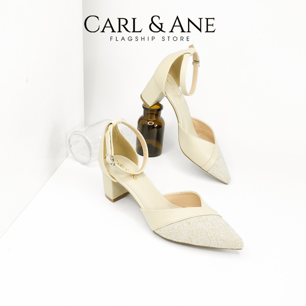 Carl &amp; Ane - Giày cao gót phối mũi phong cách Hàn Quốc màu kem phối bố - CL017