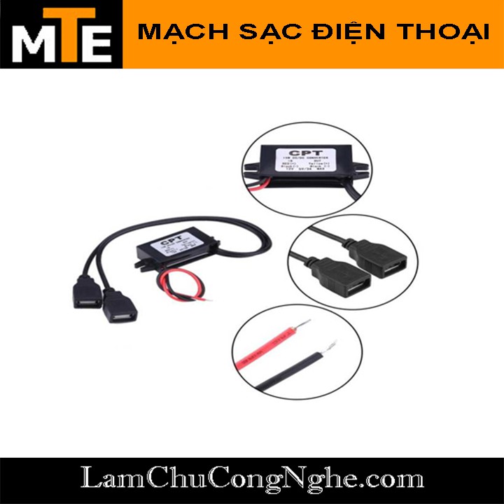 Mạch sạc điện thoại từ acquy xe điện có chống nước 5V 3A 15w - Sạc điện thoại từ xe máy...