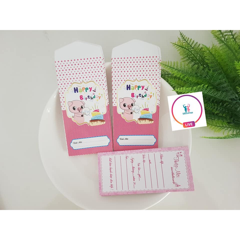 Set 10 thiệp mời sinh nhật 7x10cm nhiều mẫu dễ thương cho bé