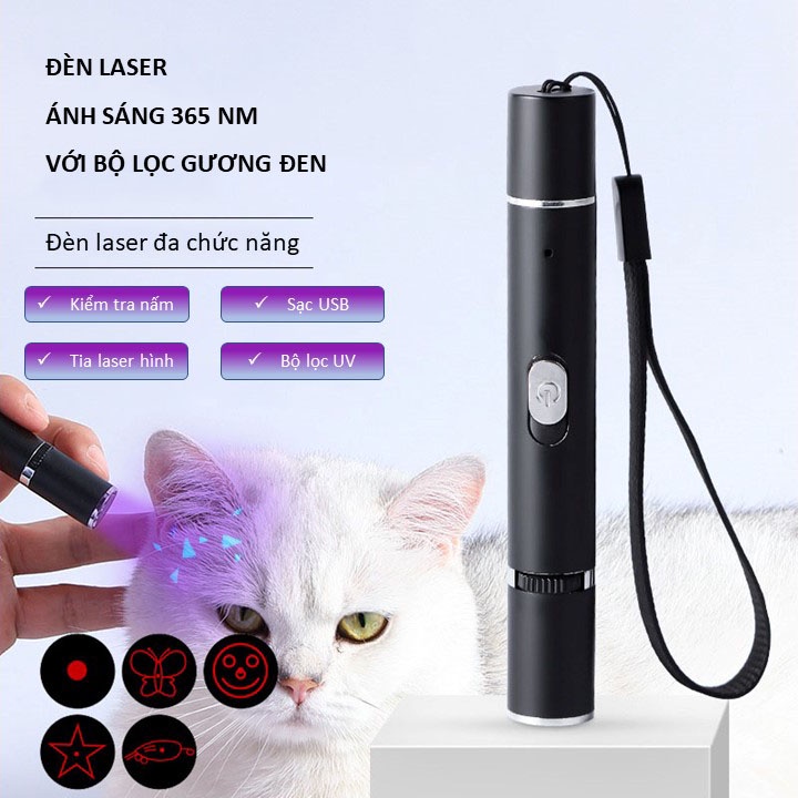 Đèn Laser Tia UV365 Tích Hợp GƯƠNG ĐEN Soi Vi Khuẩn & Nấm Ở Thú Cưng LS003 MIAOCAT