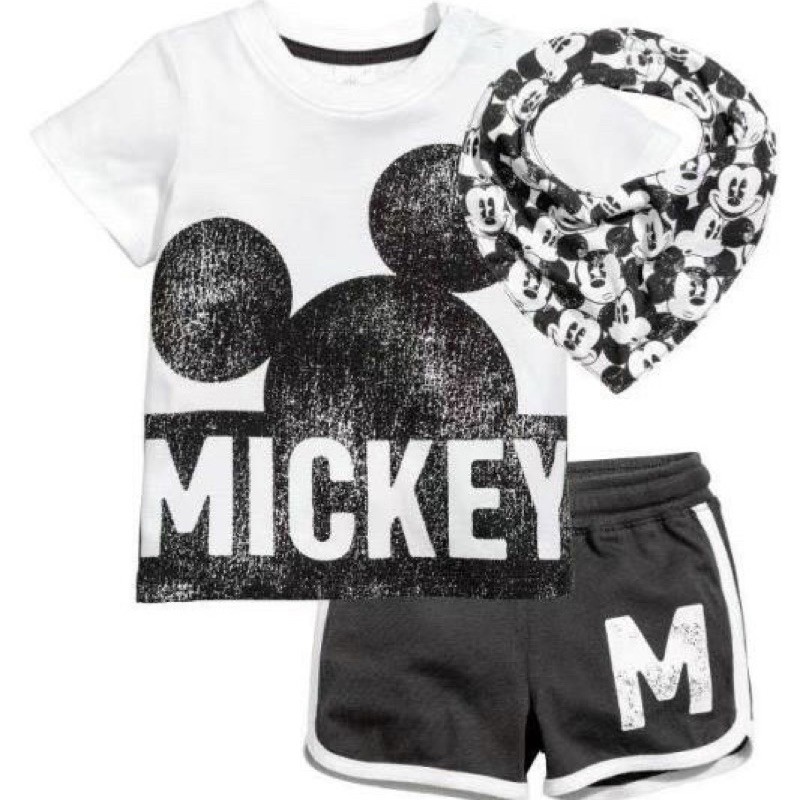 Set 3 chi tiết Mickey đen kèm yếm