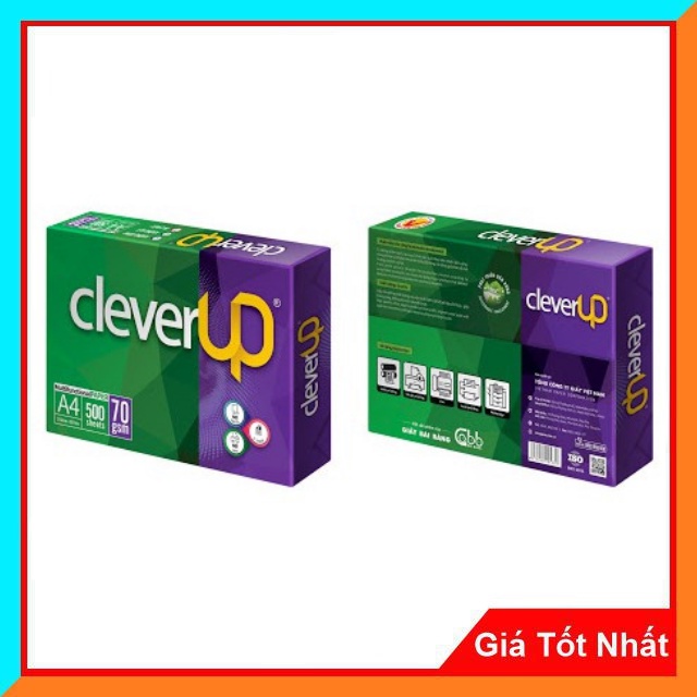 Giấy In Photo Clever Up Bãi Bằng  A4 70gsm Độ Trắng 90 (500 tờ)