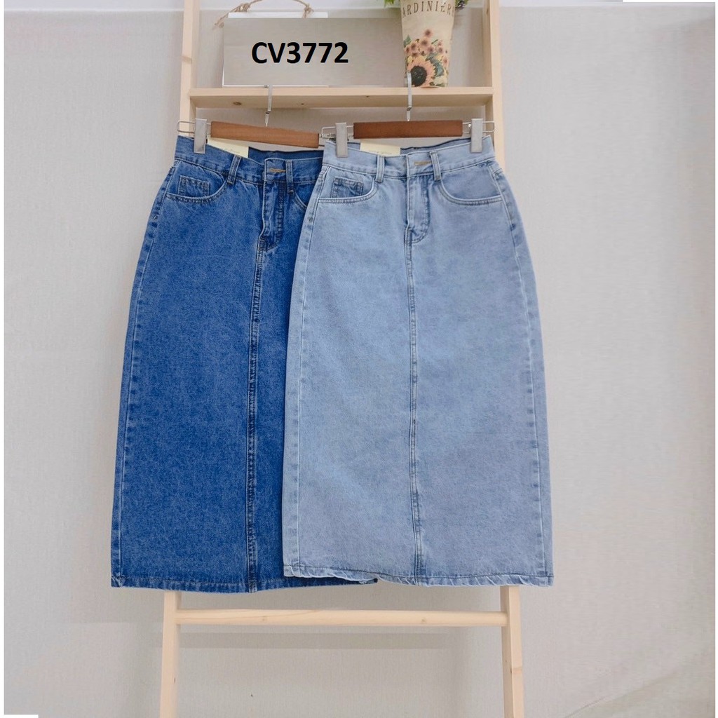 Chân váy jean dài phủ gối CV3772