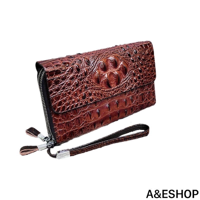 Ví Cầm Tay Da Bò Thật Dập Vân Cá Sấu Clutch Nam Cao Cấp Rẻ Đẹp - A&ESHOP 878998