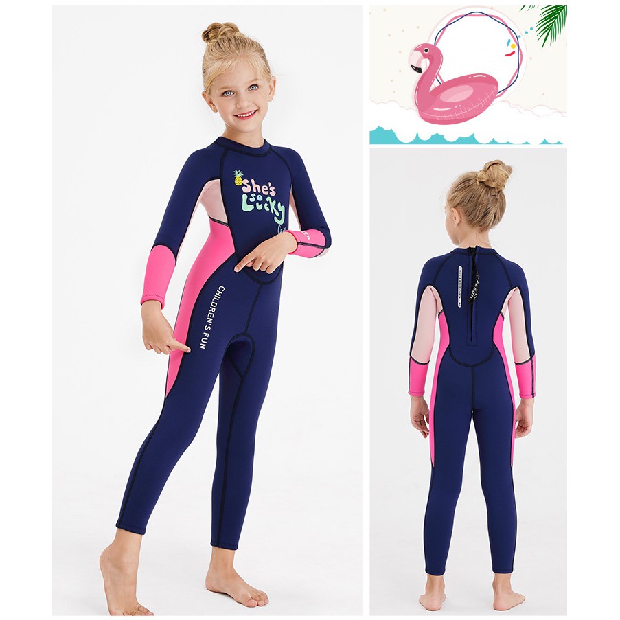 Đồ bơi bé gái full body giữ nhiệt chất liệu cao su Neoprene 2.5mm