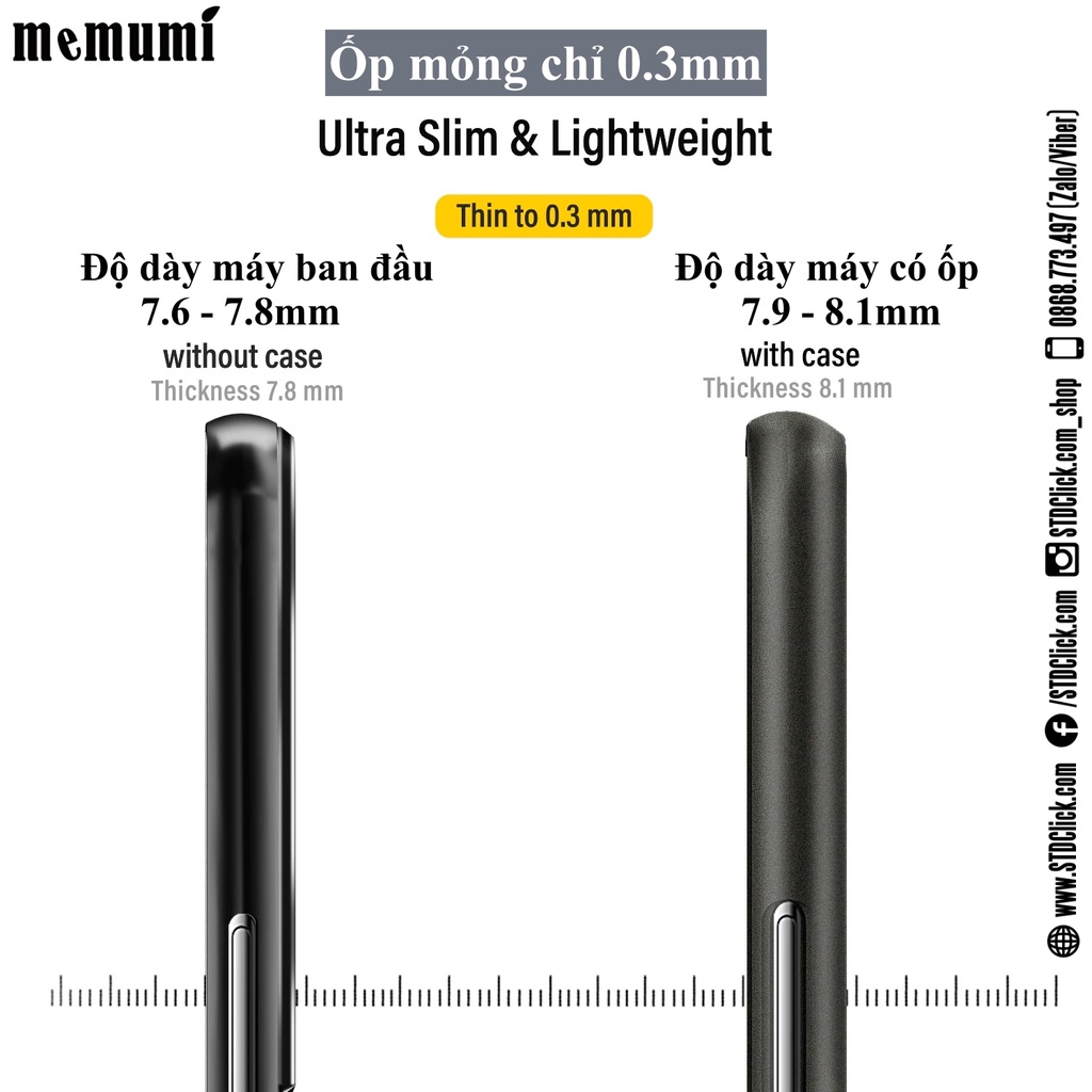 ỐP LƯNG SAMSUNG GALAXY S22 5G - S22 PLUS 5G MEMUMI MỎNG LỤA CHÍNH HÃNG