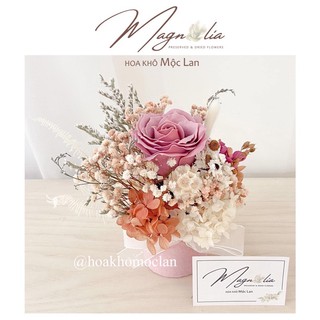Set hoa hồng foam mix cùng các loại hoa khô tone hồng tây siêu sang trọng