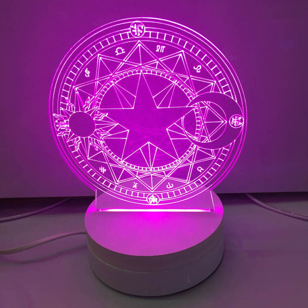 Đèn ngủ bóng LED 3D họa tiết thẻ bài Sakura trong suốt độc đáo