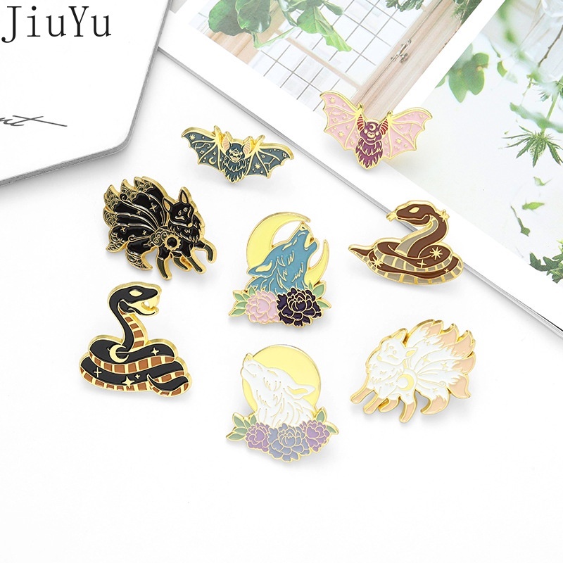 Trâm Cài Áo Kim Loại Tráng Men Hình Động Vật Hoạt Hình Dơi Rắn