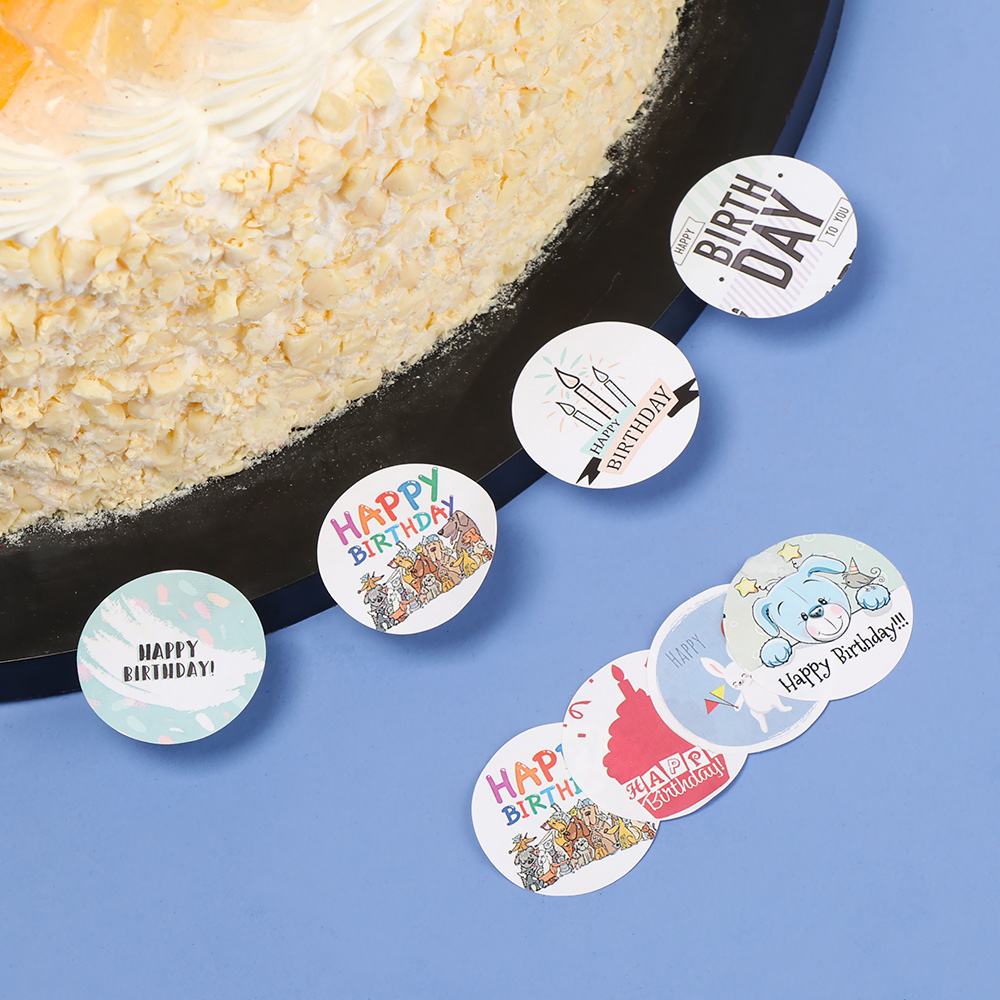 Cuộn 500 Nhãn Dán Hình Tròn In Chữ Happy Birthday Tự Dính Dùng Để Trang Trí Thiệp/Quà Tặng