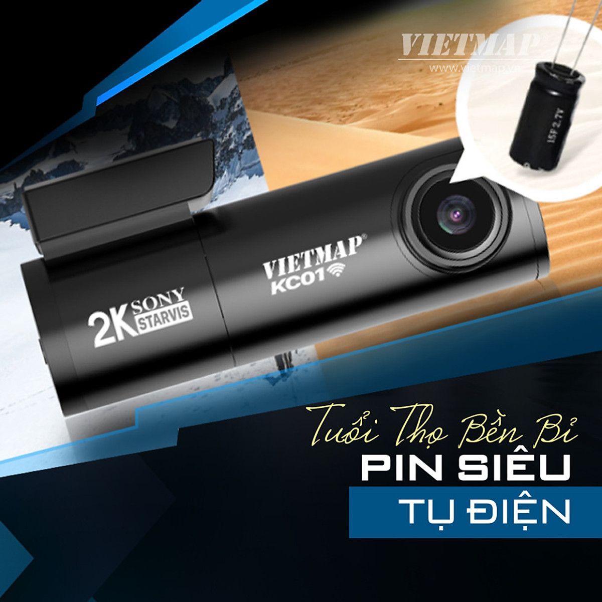 Camera Hành Trình Ô Tô Ghi Hình Trước & Sau Tích Hợp Thẻ Nhớ 32GB VIETMAP KC01 - Hàng Chính Hãng | BigBuy360 - bigbuy360.vn