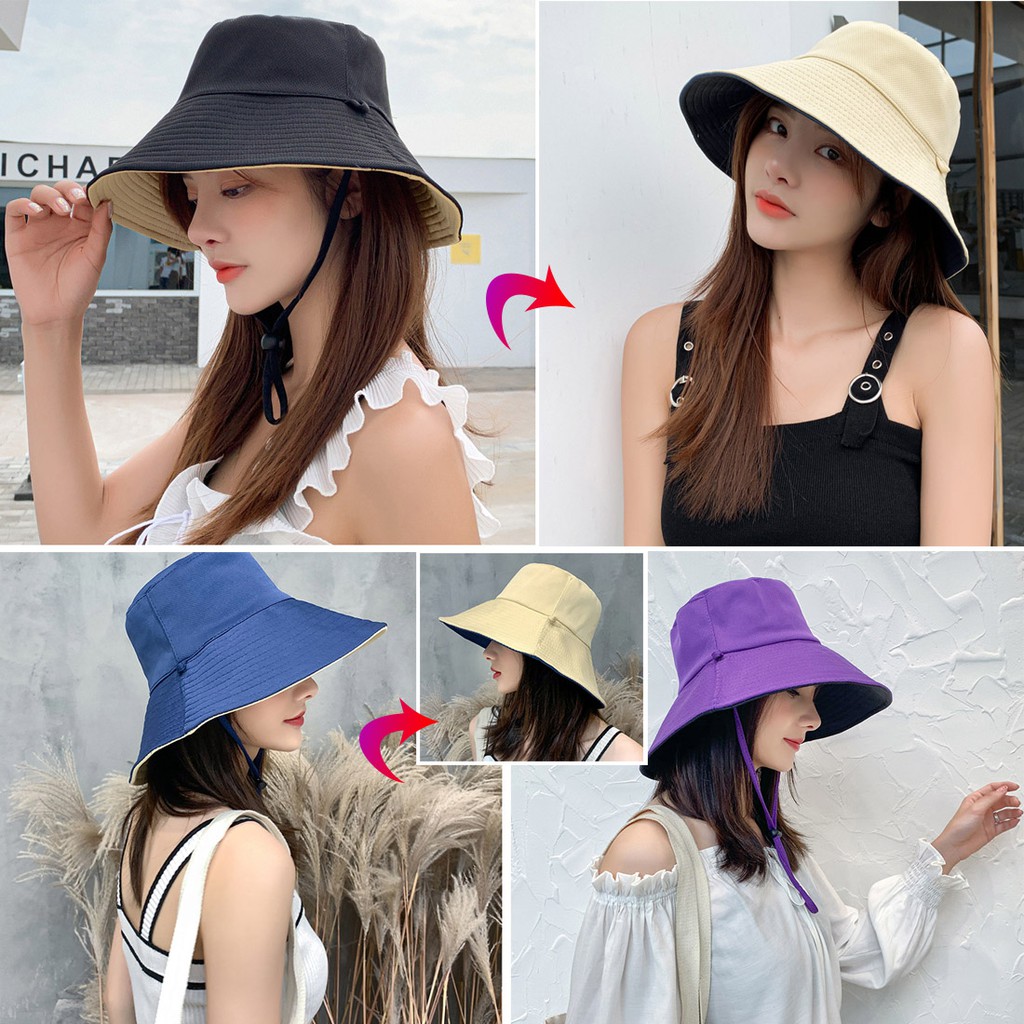 Mũ Vải 2 Mặt Chống Nắp Solid Color Korea