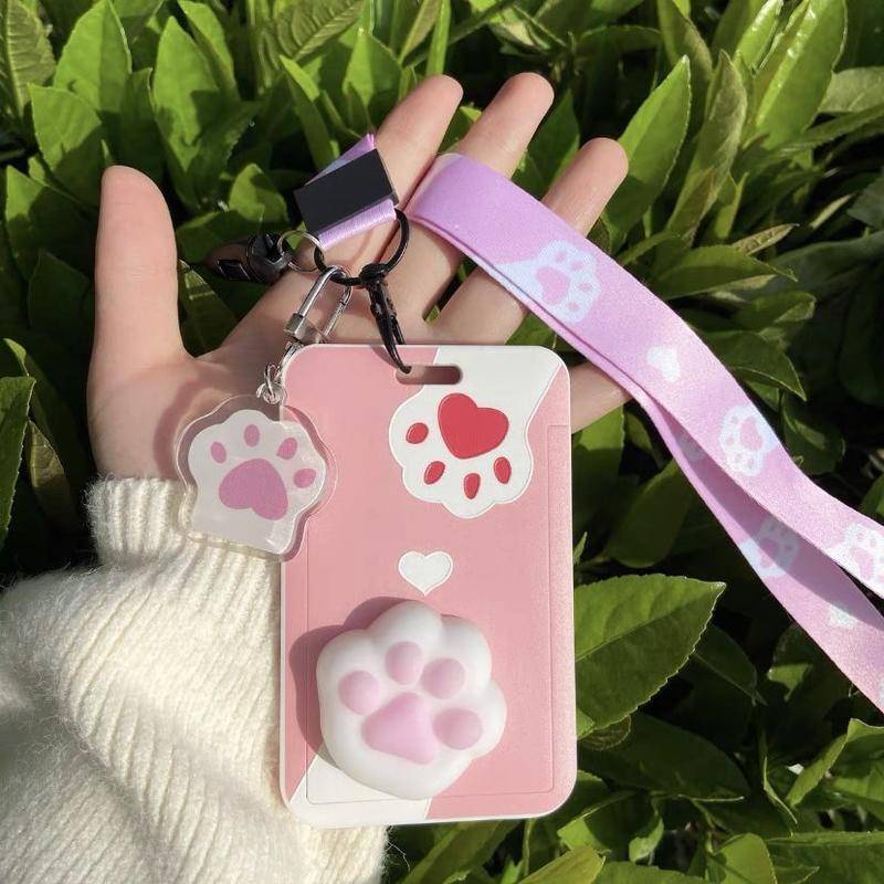 ⭐ iLado ⭐ thẻ đeo bảng tên Bàn chân mèo 3D dễ thương Dây Đeo Thẻ Học Sinh Bao Đựng Thẻ Dây đeo thẻ tên hoạt hình sinh viên cho nhân viên văn phòng Thẻ đeo bảng tên kèm dây kéo Dây Đeo Thẻ Dọc Cho Sinh Viên -Học Sinh Nguồn cung cấp Văn phòng Văn phòng phẩm