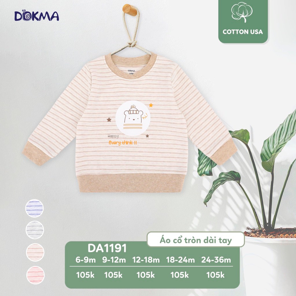 DA1191 Áo dài tay phối kẻ Dokma vải cotton nỉ dày vừa (9-36M)