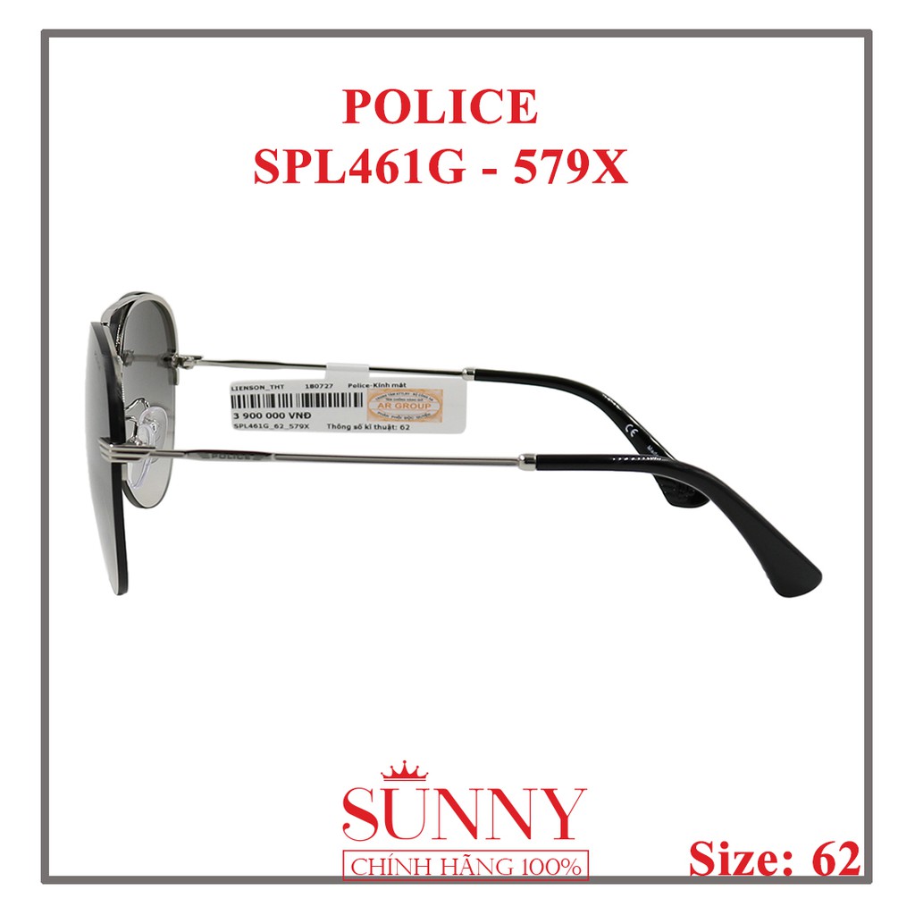 Kính mát Police chính hãng SPL461G 62 579X màu sắc thời trang, thiết kế dễ đeo bảo vệ mắt