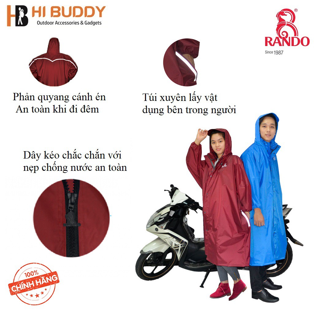 Áo Mưa Rando Bisur Dây Kéo APNS-33 (Nhiều Màu)