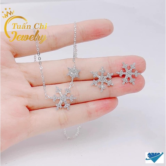 Set Bạc Nữ- Dây Chuyền Bạc Hình Bông Tuyết Nhẹ Nhàng, Thanh Lịch
