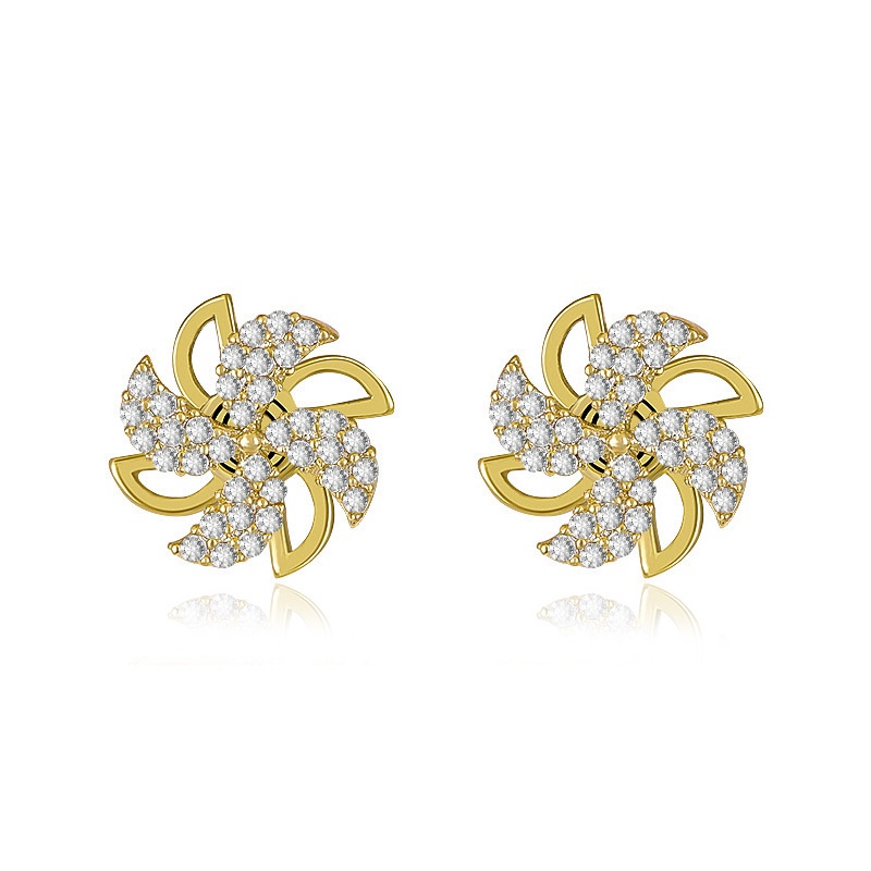 Khuyên Tai Hình Cối Xay Gió Có Đèn Thời Trang Sang Trọng Chất Lượng Cao Mạ Bạc 925 Mini Cho Nữ