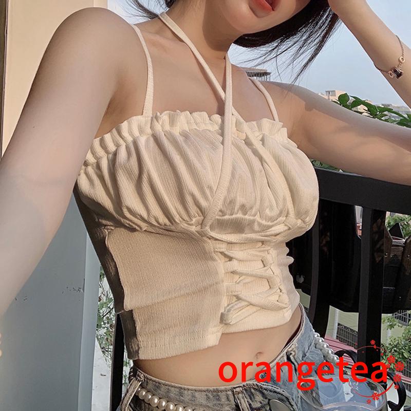 Áo lửng hai dây màu trơn thời trang gợi cảm cho nữ