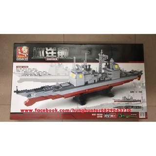 NonLego Army Bộ lắp ráp mô hình tàu chiến Tuần Dương Hạm Cruiser Battler Ship 1:350 Sluban M38 B 0389