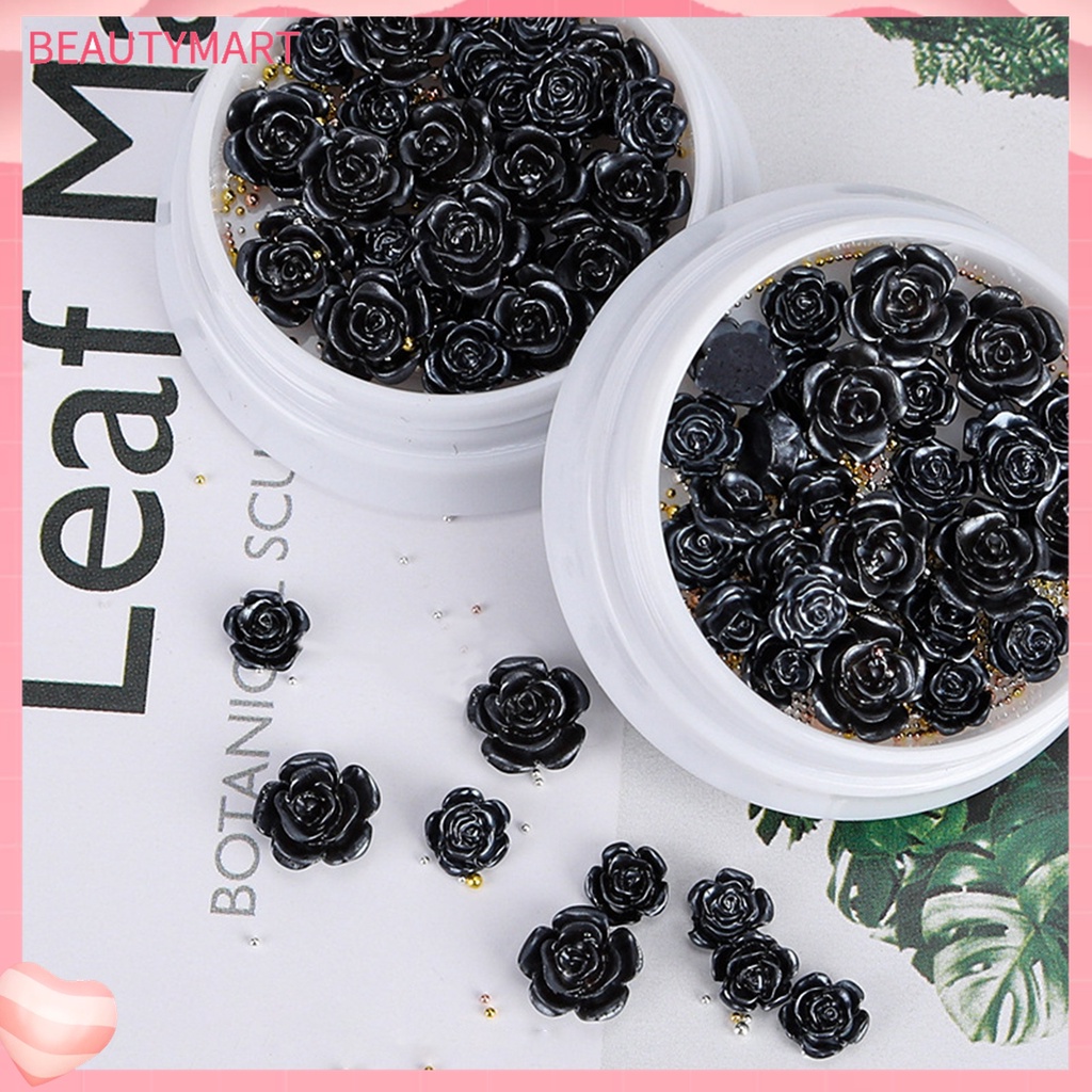 Túi 50 Bông Hoa Trà Đen Ba Chiều Trang Trí Móng Nghệ Thuật