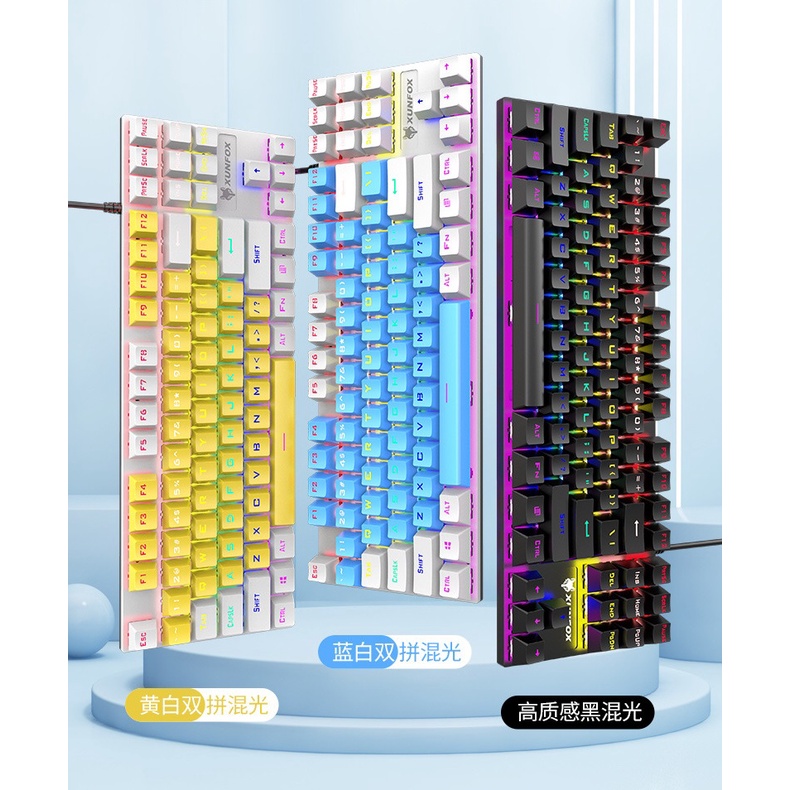 Bàn Phím Cơ Gaming K80 LED RAINBOWSChế Độ Nháy Cực Đẹp, Phím CƠ Gõ Siêu Đã, Thiết Kế Nhỏ Gọn Dùng Cho Máy Tính, Laptop