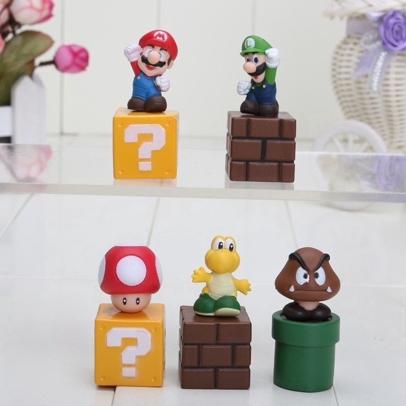 5Pcs/Set ❀ Super Mario Bros Đồ Chơi Mô Hình ❀ Mario Luigi Yoshi 5 Figure Set Gift Doll Toy Figures Toy Collectables