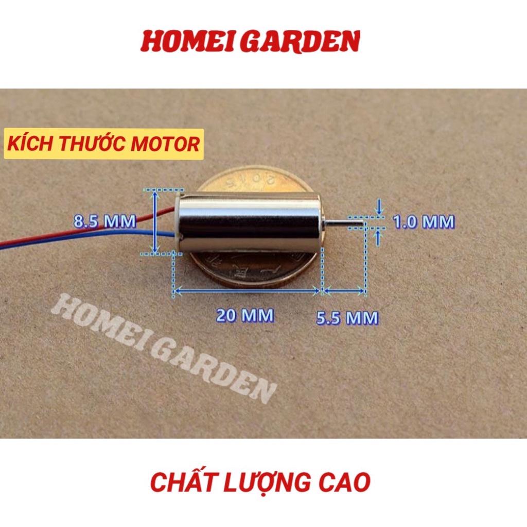 2 Motor máy bay mini 820 dây xanh đỏ 3.7V từ tính mạnh tốc độ 48000 RPM - D0248