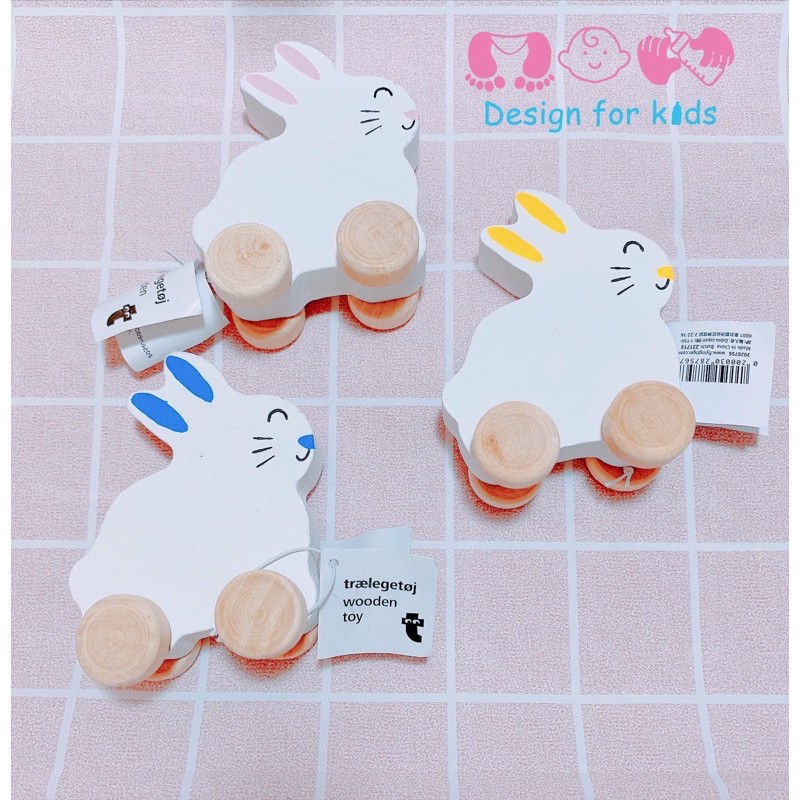 Đồ chơi xe ô tô gỗ an toàn - hàng xuất dư hình thỏ dễ thương cho bé