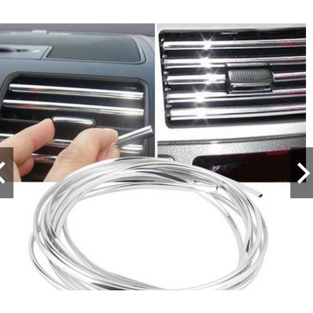 Nẹp viền chỉ khe máy lạnh cửa gió điều hòa  Dây nhựa mạ crom kim loại chữ U trang trí nội thất xe hơi ô tô 1m 2m 4m 3m