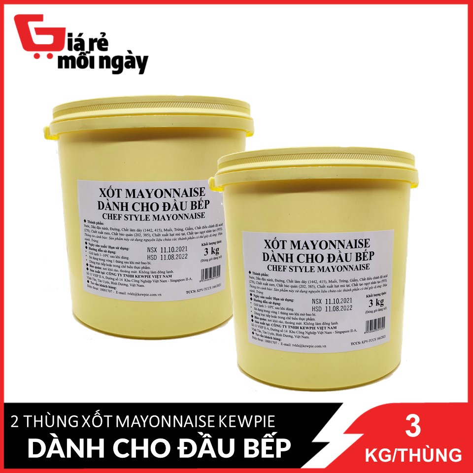 Combo 2 Thùng Xốt Mayonnaise Kewpie dành cho đầu bếp 3Kg X2