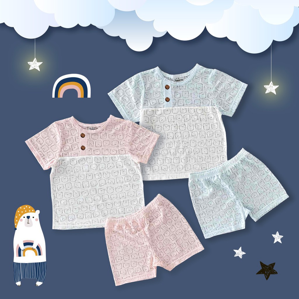 Abbie Oh_BO153 Bộ Cộc Cài vai phối màu Bé Trai