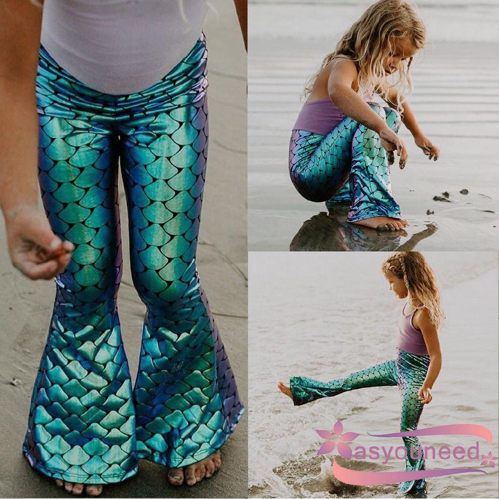 Quần legging dáng ôm họa tiết vảy cá đáng yêu cho bé gái