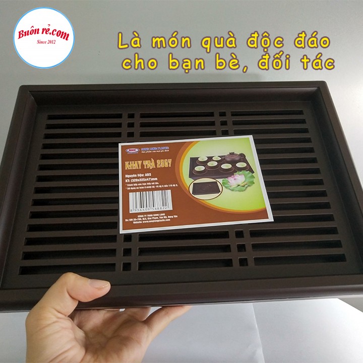 Khay trà nhựa giả gỗ size trung Song Long 2567 _br00387