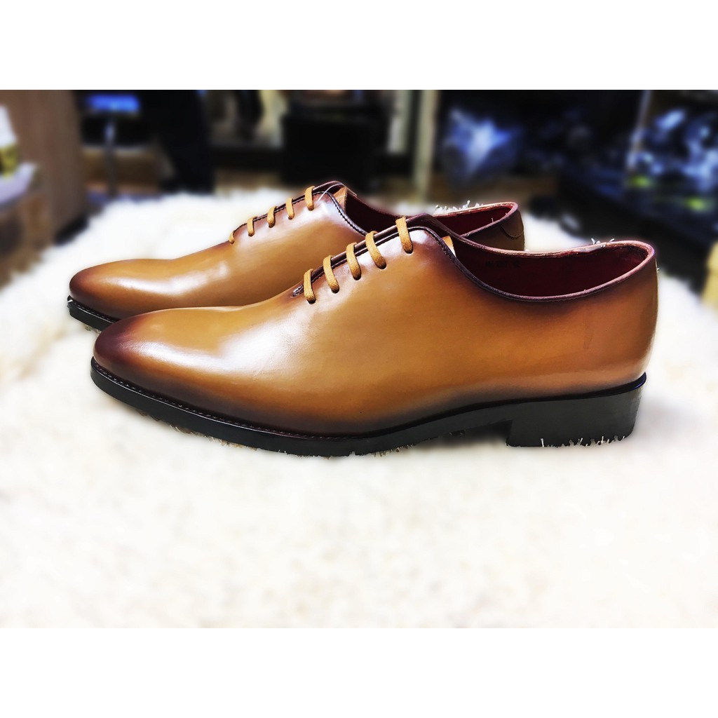 Giày da Patina da bò ý form chuẩn cao cấp đánh tay patina 3 màu đen ,nâu ,bò
