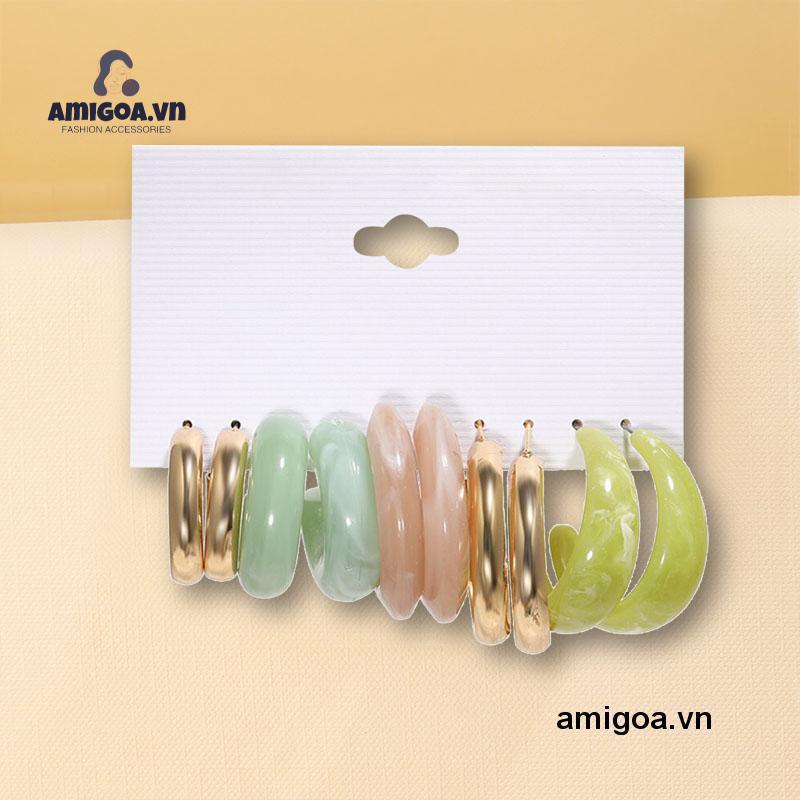 ✨✨Set 5 Đôi Khuyên Tai Kim Loại / Acrylic Hình Bướm / Ngọc Trai Đơn Giản Thời Trang