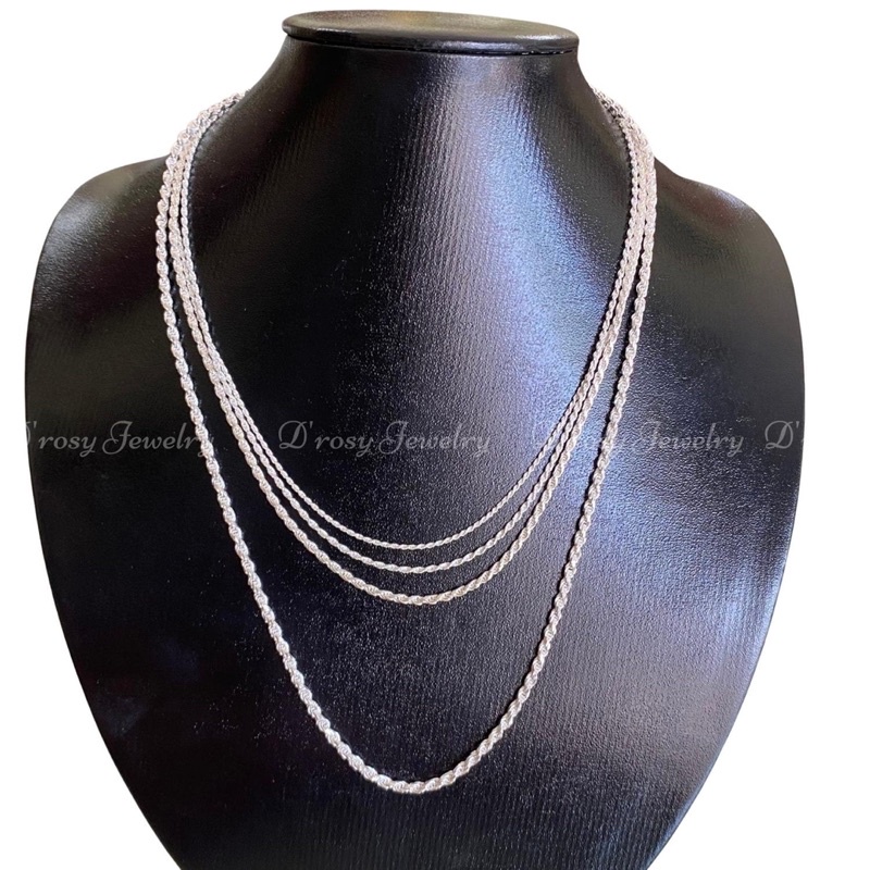 Dây chuyền, vòng cổ xoắn bạc ta nguyên chất 6p-4.2 chỉ đủ cỡ  45-56 cm có bảo hành