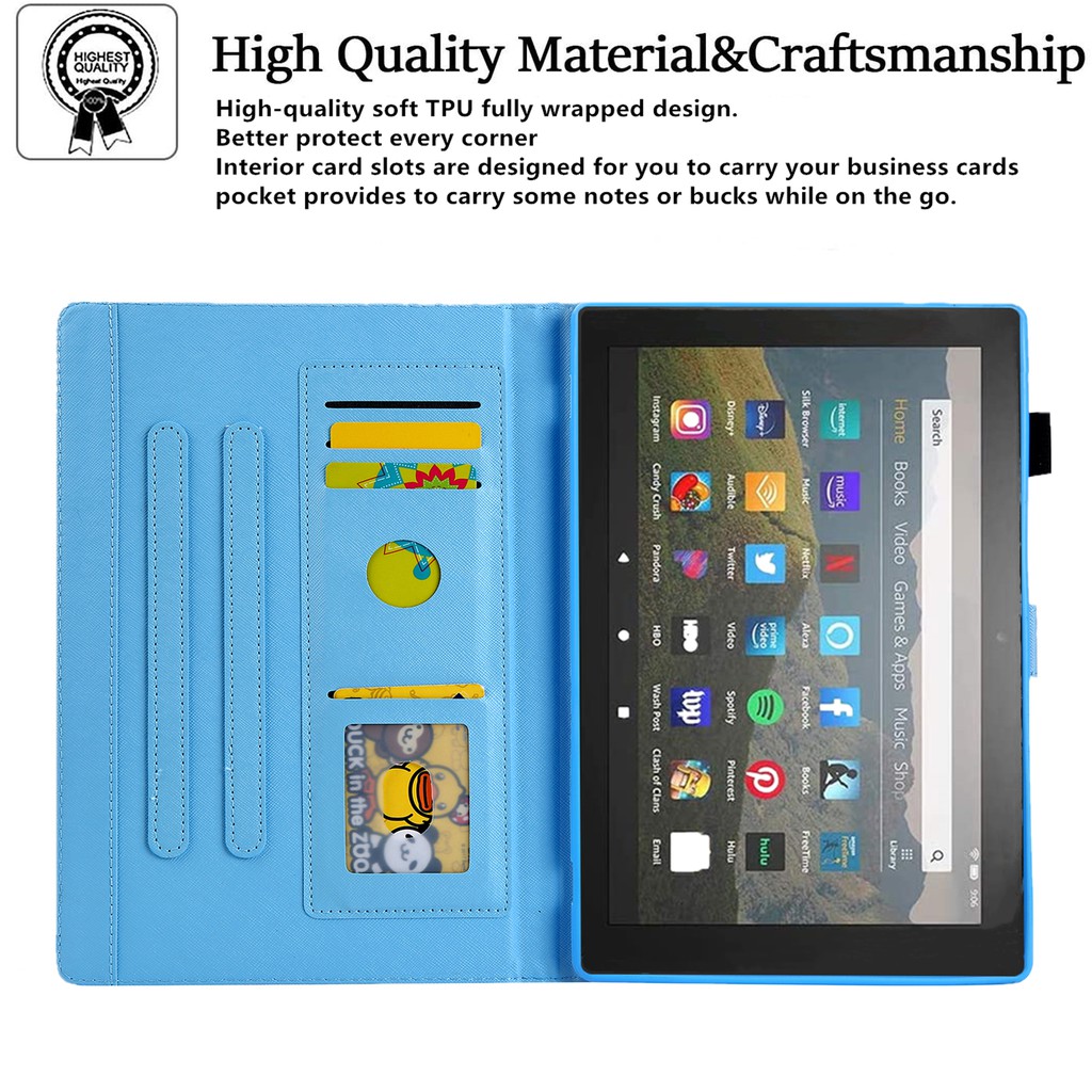 Bao Da Nắp Gập Có Ngăn Đựng Thẻ Xinh Xắn Cho Kindle Fire 7 8 2015 / 2016 / 2017 / 2018 / 2019 Hd 8 Plus 2020